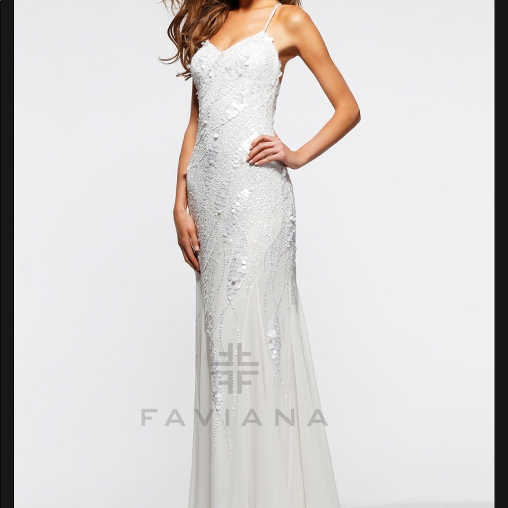 Stunning ivory fully beaded ivory evening dress
